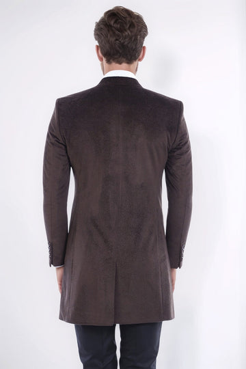 Brown Slim Fit Peak Lapel Overcoat – Wessi
