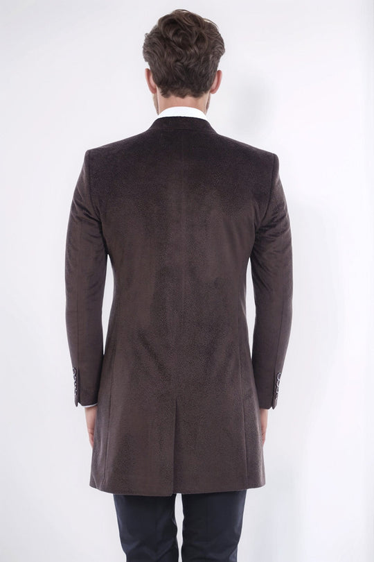 Brown Slim Fit Peak Lapel Overcoat – Wessi