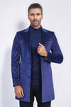 Dark Blue Slim Fit Peak Lapel Overcoat – Wessi