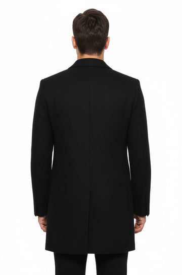 Black Slim Fit Wide Pointed Collar Long Coat – Wessi
