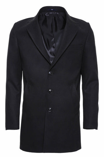 Black Slim Fit Wide Pointed Collar Long Coat – Wessi