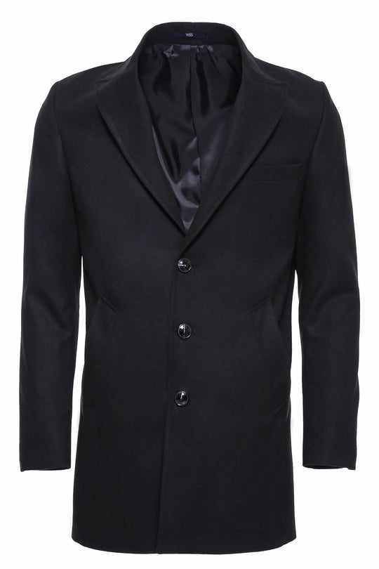 Black Slim Fit Wide Pointed Collar Long Coat – Wessi