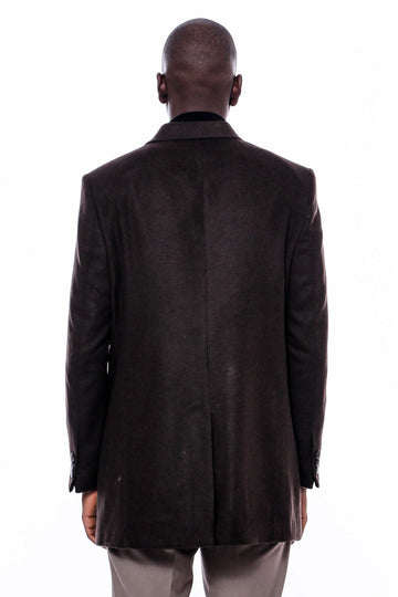 Brown Slim Fit Wide Pointed Collar Long Coat – Wessi