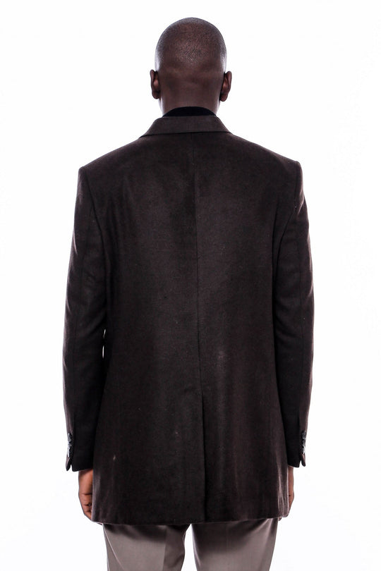 Brown Slim Fit Wide Pointed Collar Long Coat – Wessi