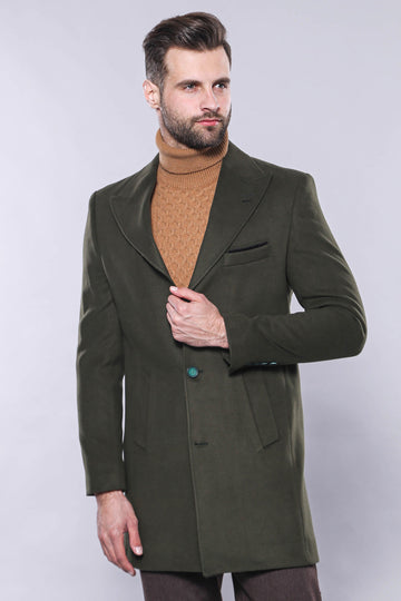Dark Green Slim Fit Peak Wide Lapel Peacoat – Wessi