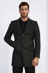 Anthracite Plaid Slim Fit Peak Lapel Overcoat – Wessi