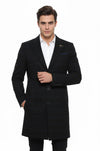 Black Plaid Slim Fit Wide Pointed Collar Long Coat – Wessi