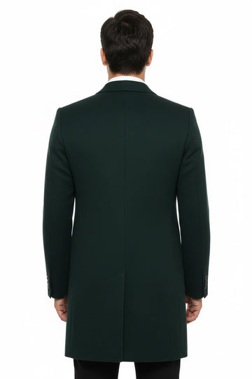 Green Slim Fit Wide Pointed Collar Long Coat – Wessi
