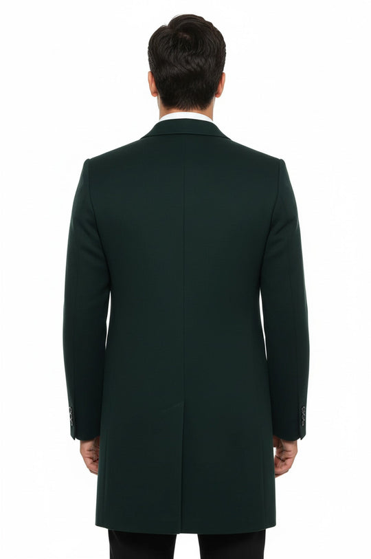 Green Slim Fit Wide Pointed Collar Long Coat – Wessi