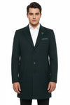 Green Slim Fit Wide Pointed Collar Long Coat – Wessi