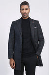 Anthracite Plaid Slim Fit Wide Pointed Collar Long Coat – Wessi