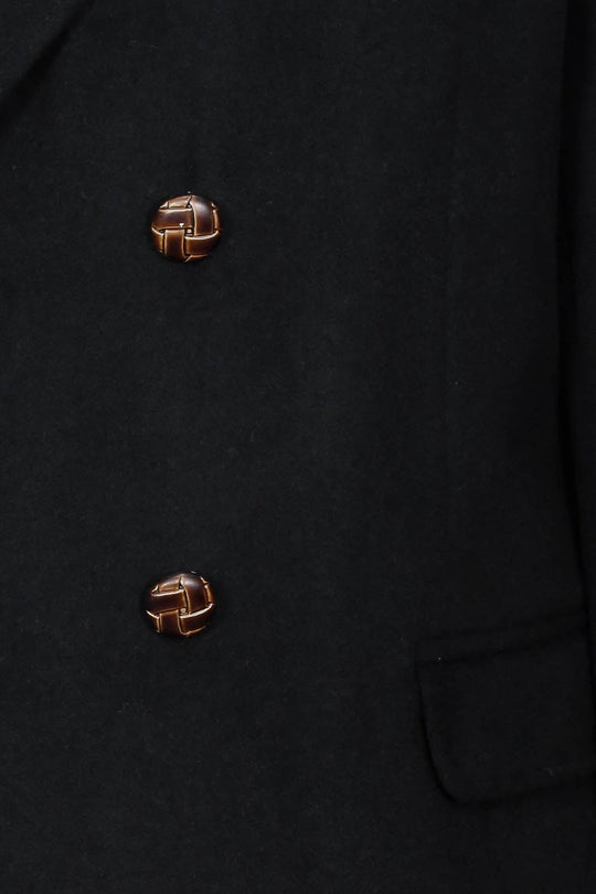 Men’s Midnight Black Double-Breasted Slim Fit Peak Lapel Blazer