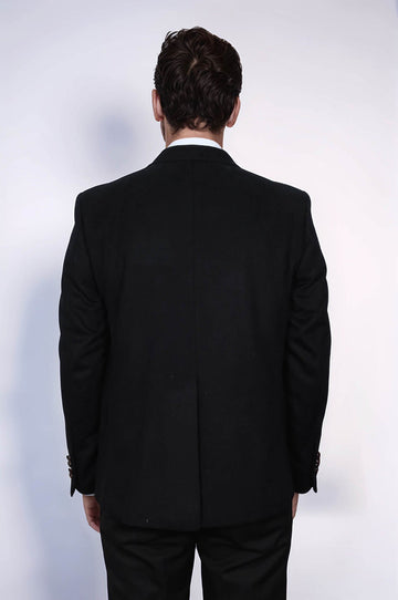 Men’s Midnight Black Double-Breasted Slim Fit Peak Lapel Blazer
