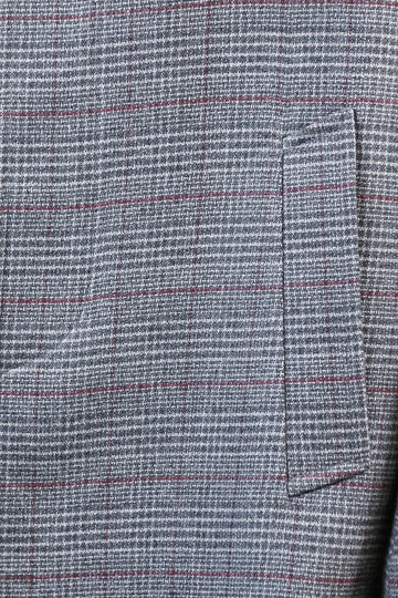 Grey Check Slim Fit Hidden Button Peak Lapel Overcoat – Wessi