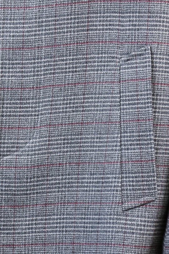 Grey Check Slim Fit Hidden Button Peak Lapel Overcoat – Wessi