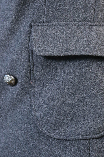Anthracite Slim Fit Double Breasted Metal Button Wool-Rich Long Coat – Wessi
