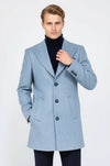 Light Blue Slim Fit Wide Peak Lapel Wool Blend Coat – Wessi