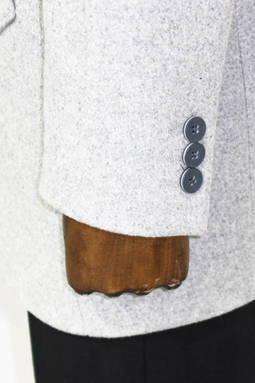 Grey Slim Fit Wide Peak Lapel Wool Blend Coat – Wessi