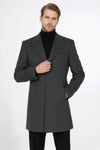 Anthracite Slim Fit Wide Peak Lapel Wool Blend Coat – Wessi