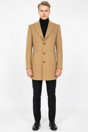 Cream Slim Fit Wide Peak Lapel Wool Blend Coat – Wessi