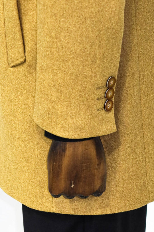 Brown Slim Fit Wool-Blend Wide Peak Lapel Long Coat | Wessi