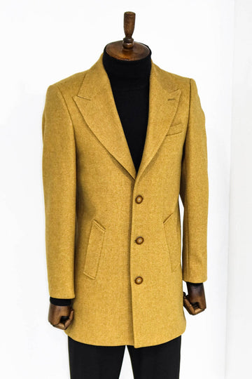 Brown Slim Fit Wool-Blend Wide Peak Lapel Long Coat | Wessi