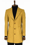 Brown Slim Fit Wool-Blend Wide Peak Lapel Long Coat | Wessi
