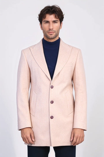 Burgundy Slim Fit Wide Peak Lapel Wool Blend Coat – Wessi