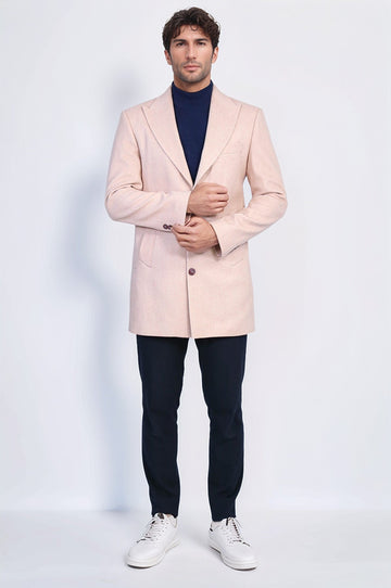 Burgundy Slim Fit Wide Peak Lapel Wool Blend Coat – Wessi