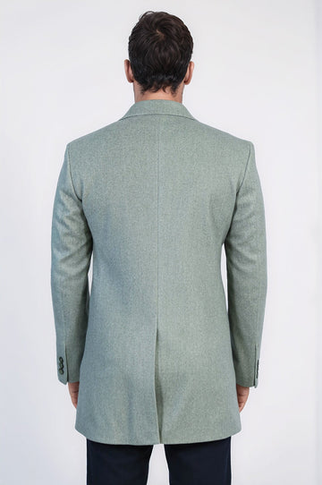 Olive Green Slim Fit Wide Peak Lapel Wool Blend Coat – Wessi