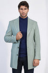 Olive Green Slim Fit Wide Peak Lapel Wool Blend Coat – Wessi