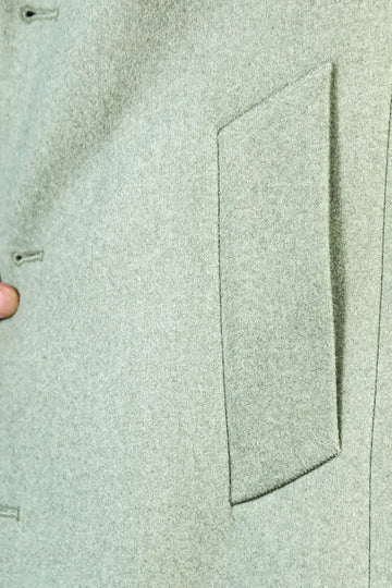 Olive Green Slim Fit Wide Peak Lapel Wool Blend Coat – Wessi