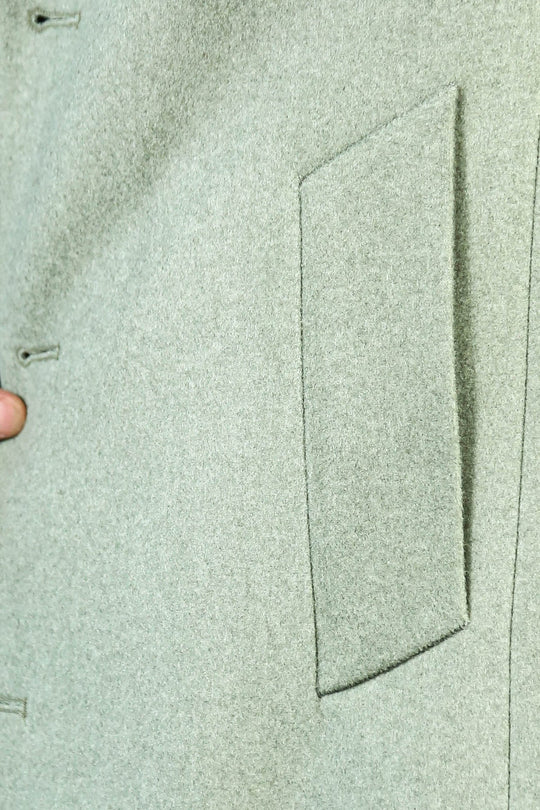 Olive Green Slim Fit Wide Peak Lapel Wool Blend Coat – Wessi