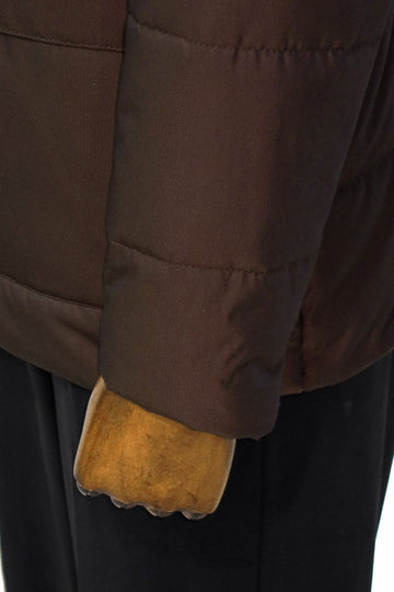 Brown Slim Fit Hooded Quilted Zip Pocket Down Coat | Wessi