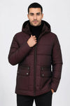 Burgundy Slim Fit Hooded Quilted Puffer Coat – Wessi