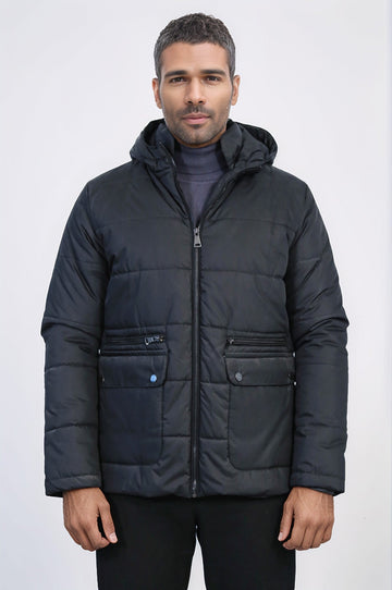 Black Slim Fit Hooded Quilted Puffer Coat – Wessi