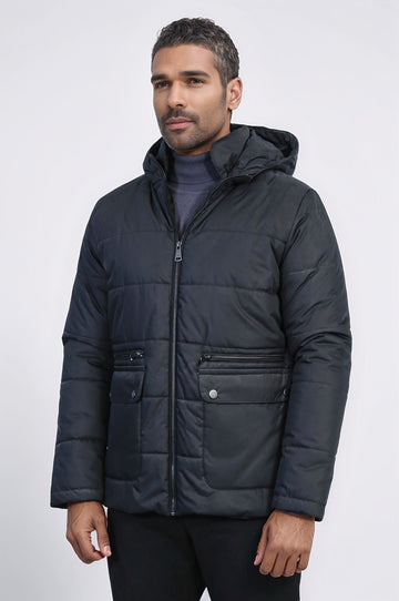 Black Slim Fit Hooded Quilted Puffer Coat – Wessi