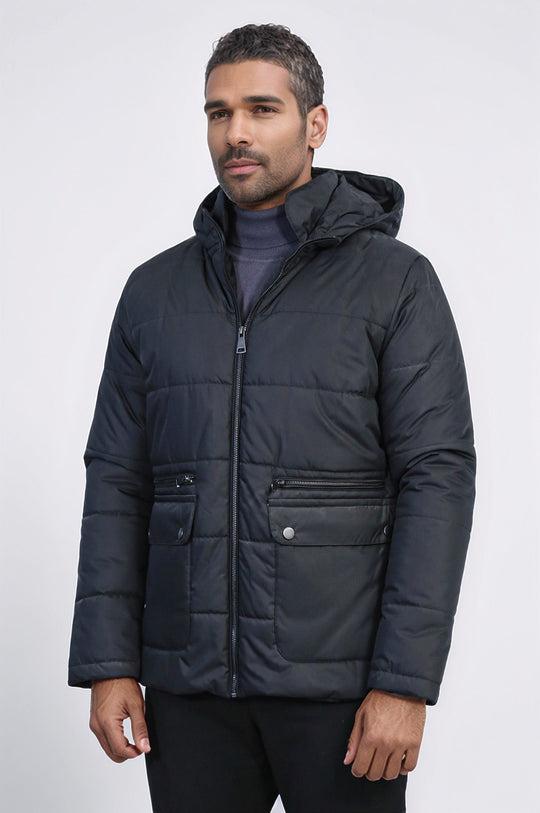 Black Slim Fit Hooded Quilted Puffer Coat – Wessi