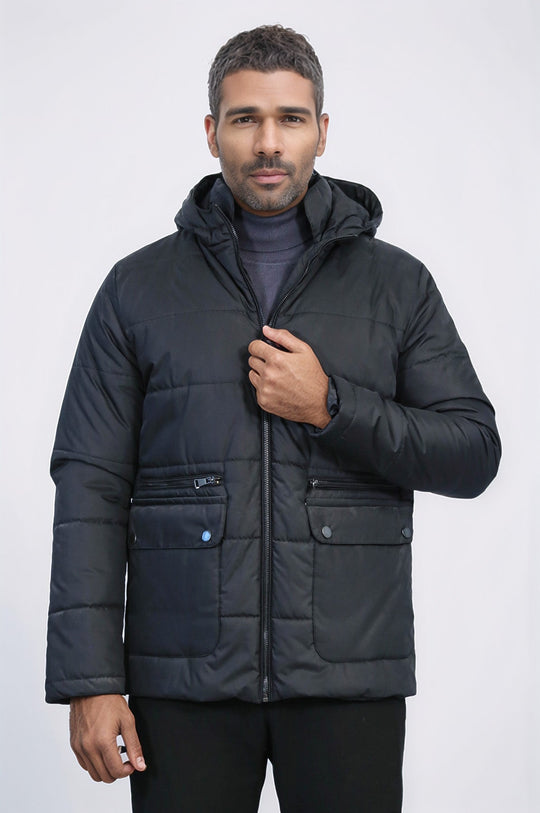 Black Slim Fit Hooded Quilted Puffer Coat – Wessi