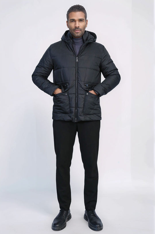 Black Slim Fit Hooded Quilted Puffer Coat – Wessi