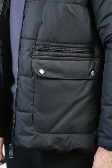 Black Slim Fit Hooded Quilted Puffer Coat – Wessi