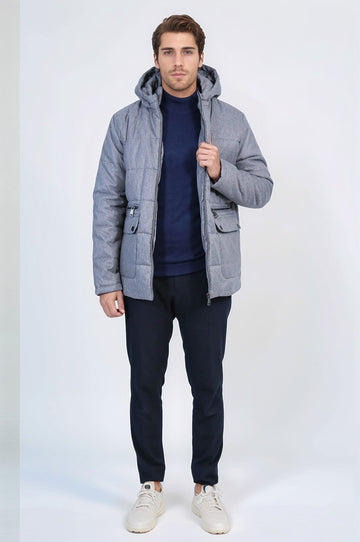 Grey Slim Fit Hooded Quilted Puffer Coat – Wessi