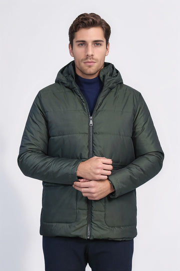 Olive Green Slim Fit Hooded Quilted Puffer Coat – Wessi