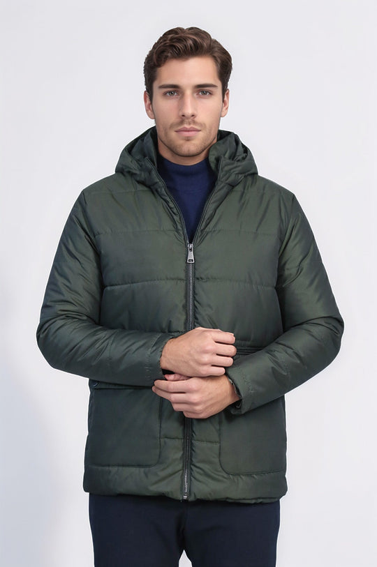Olive Green Slim Fit Hooded Quilted Puffer Coat – Wessi