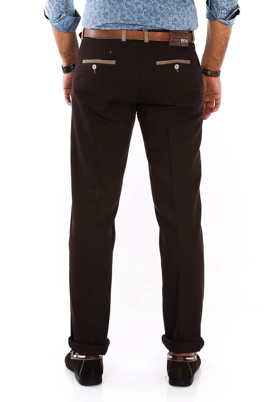 Brown Slim Fit Belt Detail Cotton Trousers – Wessi