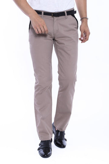 Beige Slim Fit Plain Garment-Stitched Pocket Trousers – Wessi