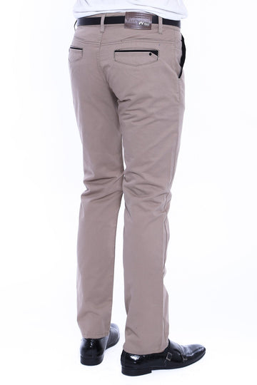 Beige Slim Fit Plain Garment-Stitched Pocket Trousers – Wessi