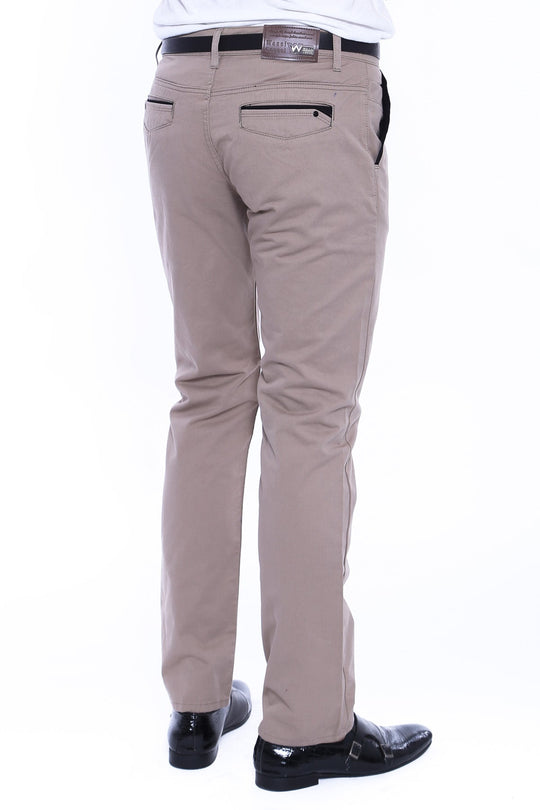 Beige Slim Fit Plain Garment-Stitched Pocket Trousers – Wessi