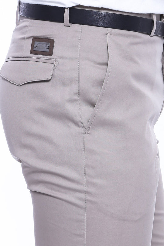 Grey Slim Fit Plain Pocket Flap Trousers – Wessi