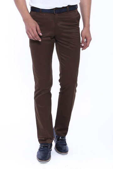 Brown Slim Fit Five-Pocket Suede-Touch Cotton Trousers – Wessi